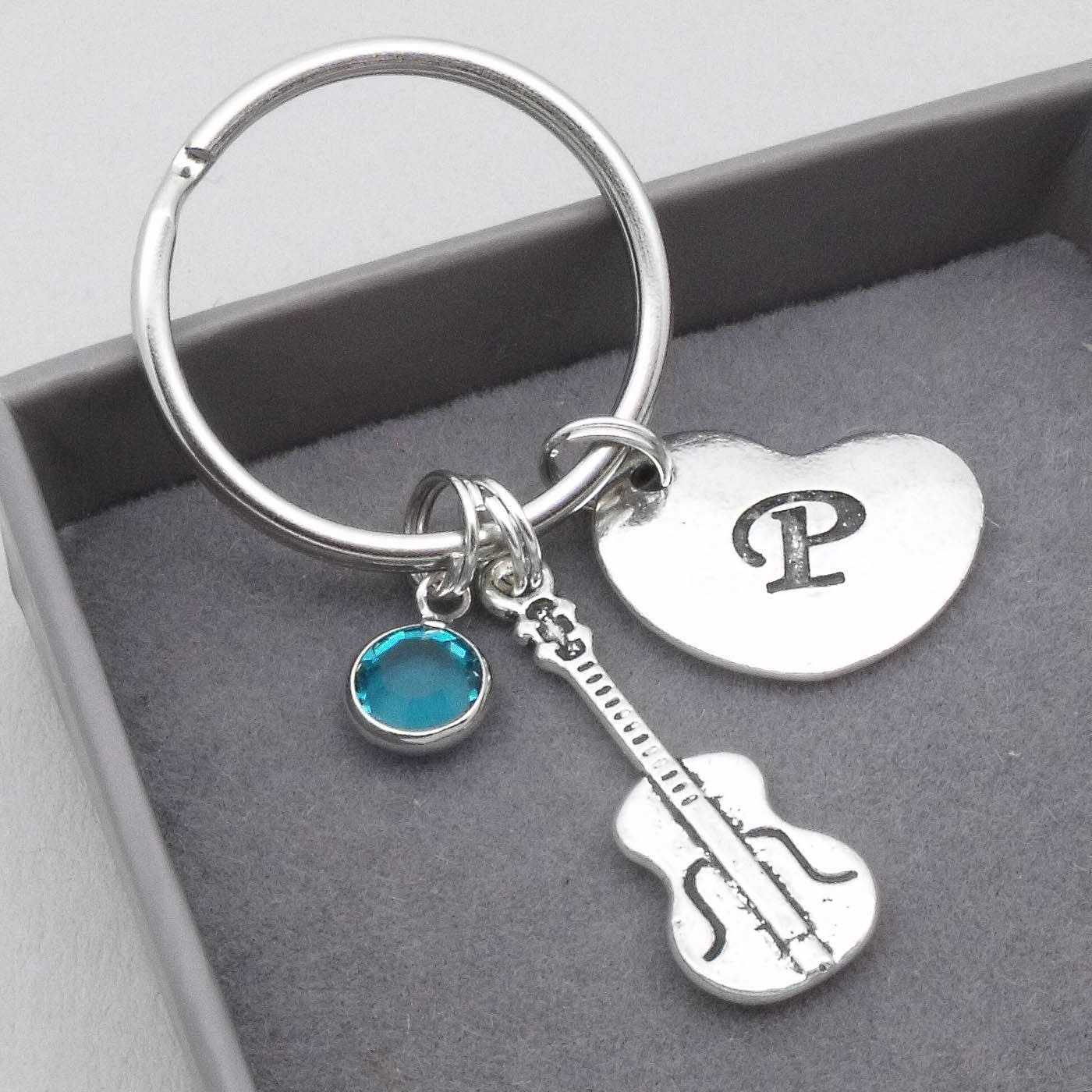 Violin heart initial keyring violin keychain personalised Etsy