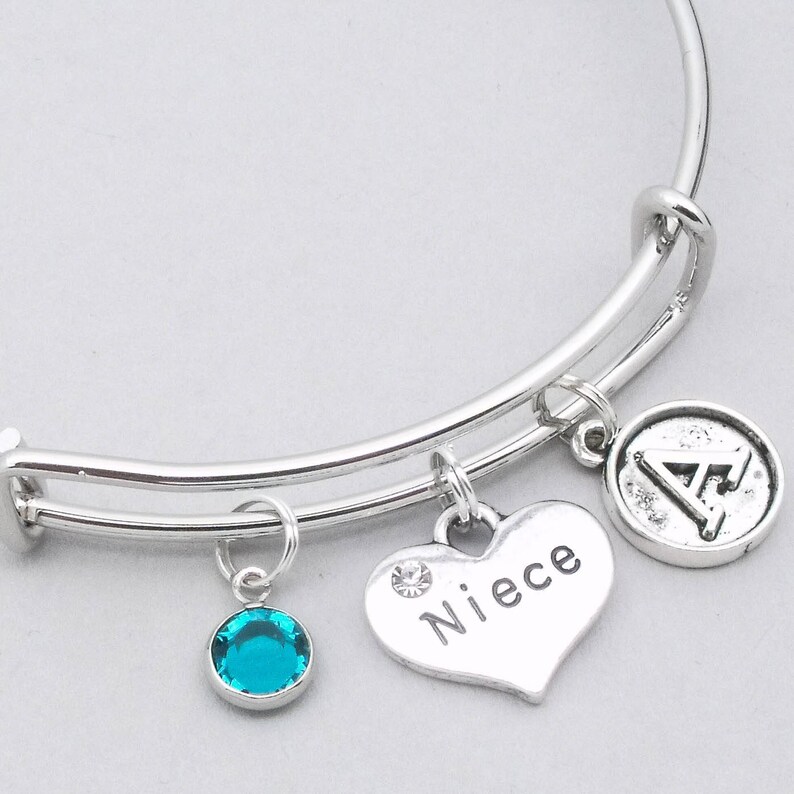 Niece Vintage Style Initial Charm Bracelet Niece Bangle Etsy