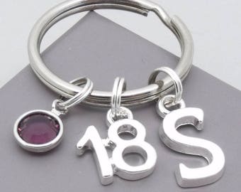 18 ° compleanno portachiavi | 18 ° portachiavi | personalizzata regalo di compleanno 18 | diciottesimo compleanno | 18 ° regalo | monogramma iniziale