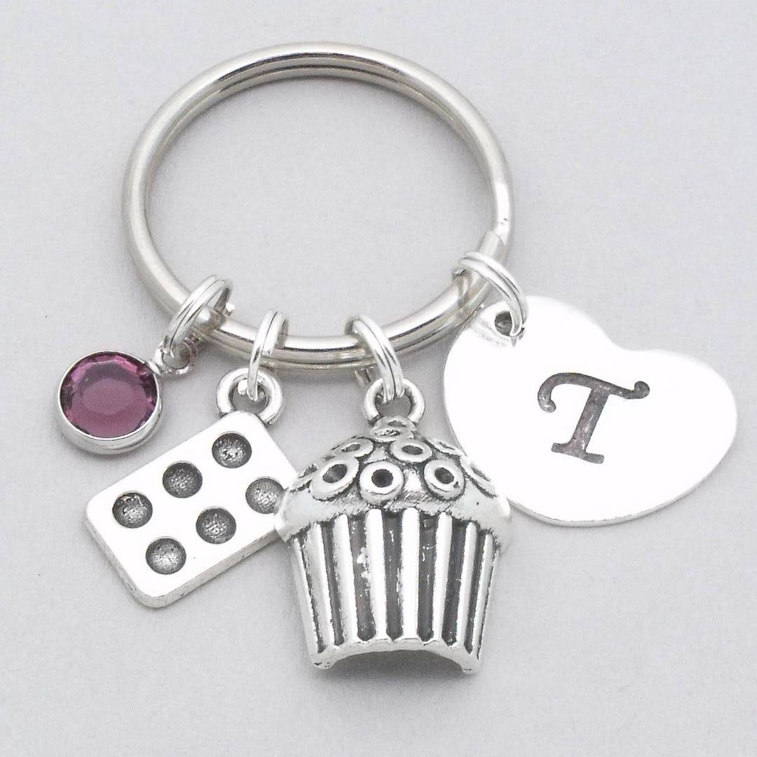 Bakers Cupcake Keyring With Heart Initial Cupcake Baking Etsy