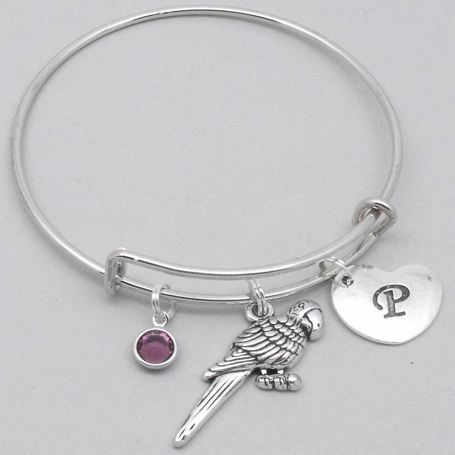 Parrot Charm Bracelet Parrot Bangle Personalised Parrot Etsy UK