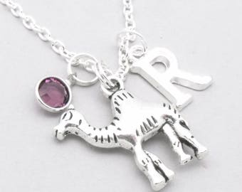 Camel monogram initial necklace | camel pendant | personalised camel necklace | camel jewelry | camel gift