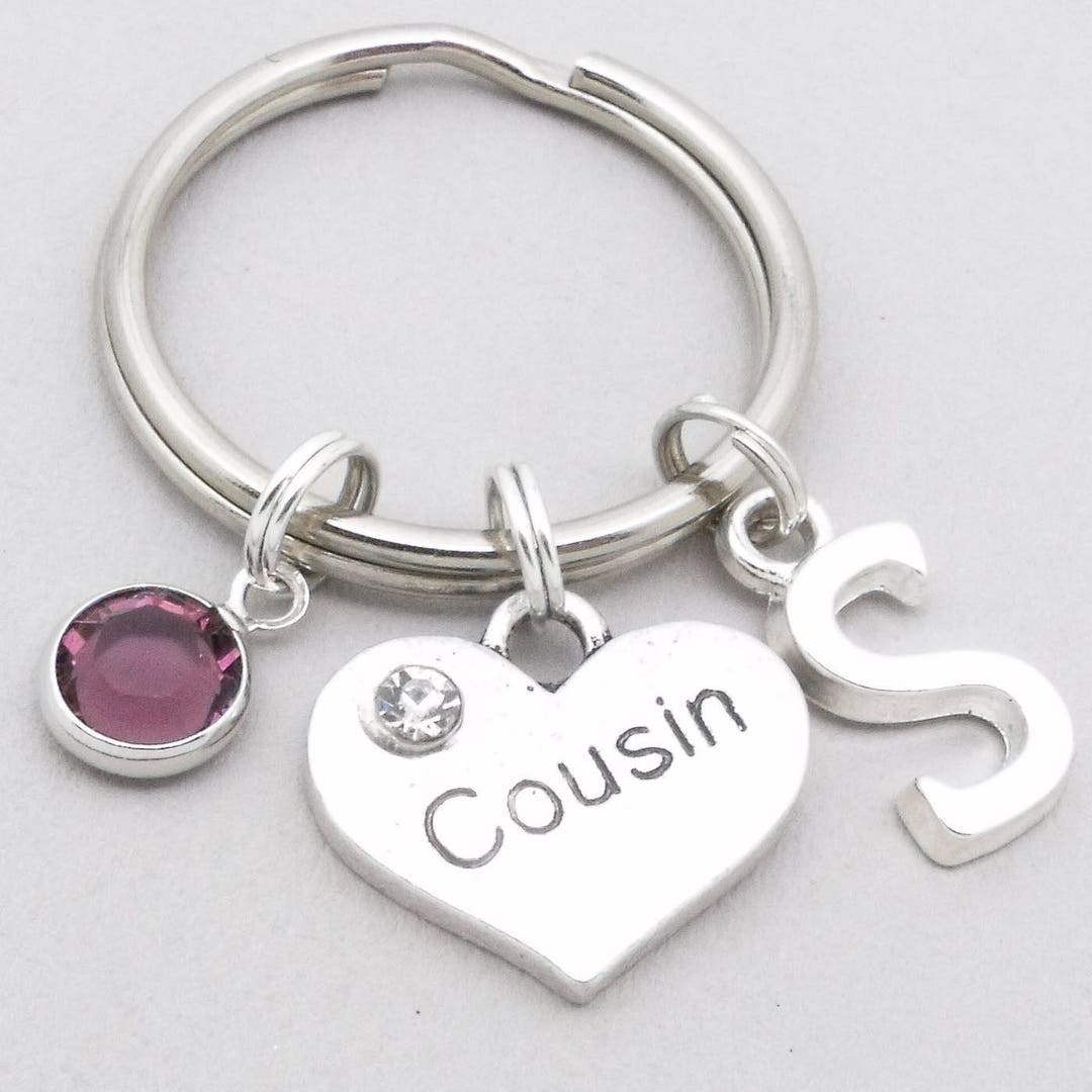 Cousin Keyring With Monogram Initial Cousin Keychain Etsy