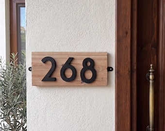 Custom Vertical or Horizontal Cedar wood outdoor house number Address Sign