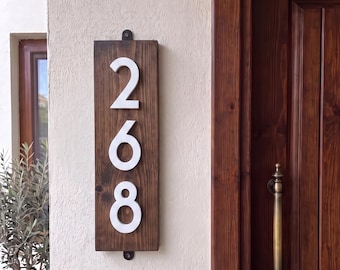 Custom Vertical or Horizontal Cedar wood outdoor house number Address Sign