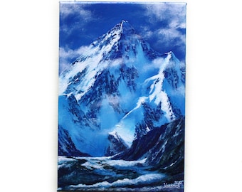 Winter landscape painting Mountain painting Realistic oil on canvas Original painting on canvas Realism painting Snow mountain wall art