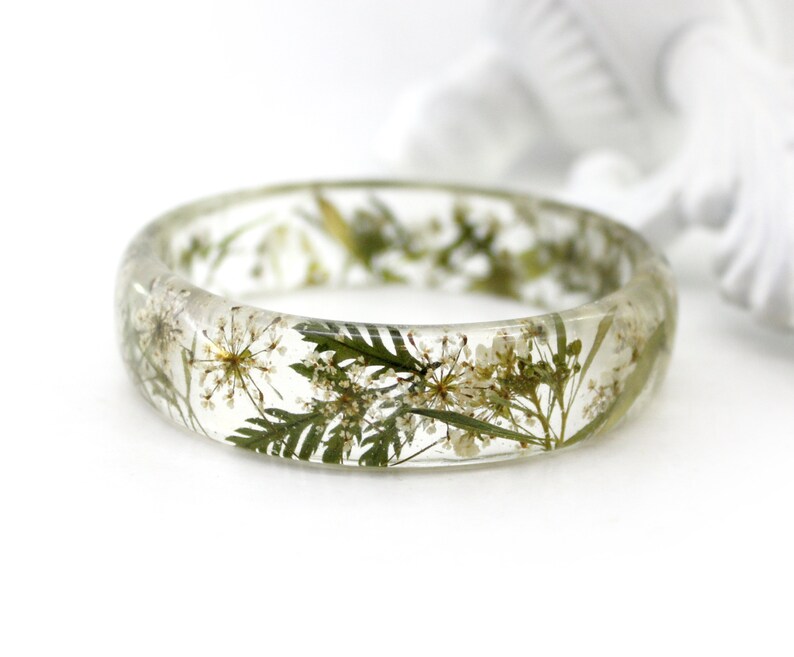 Real flower bangle Floral pressed flowers bracelet Resin Etsy