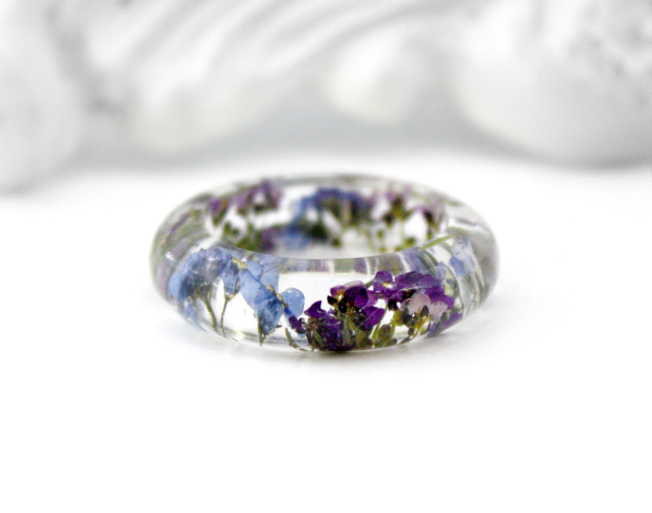 8 me not ring Pressed flower ring Floral resin ring Etsy
