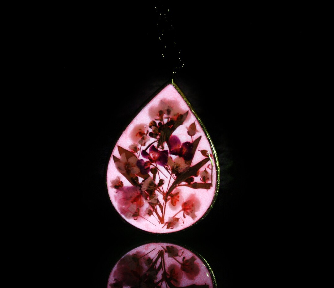 Pink Pressed Flower Necklace Resin Flower Necklace Etsy UK