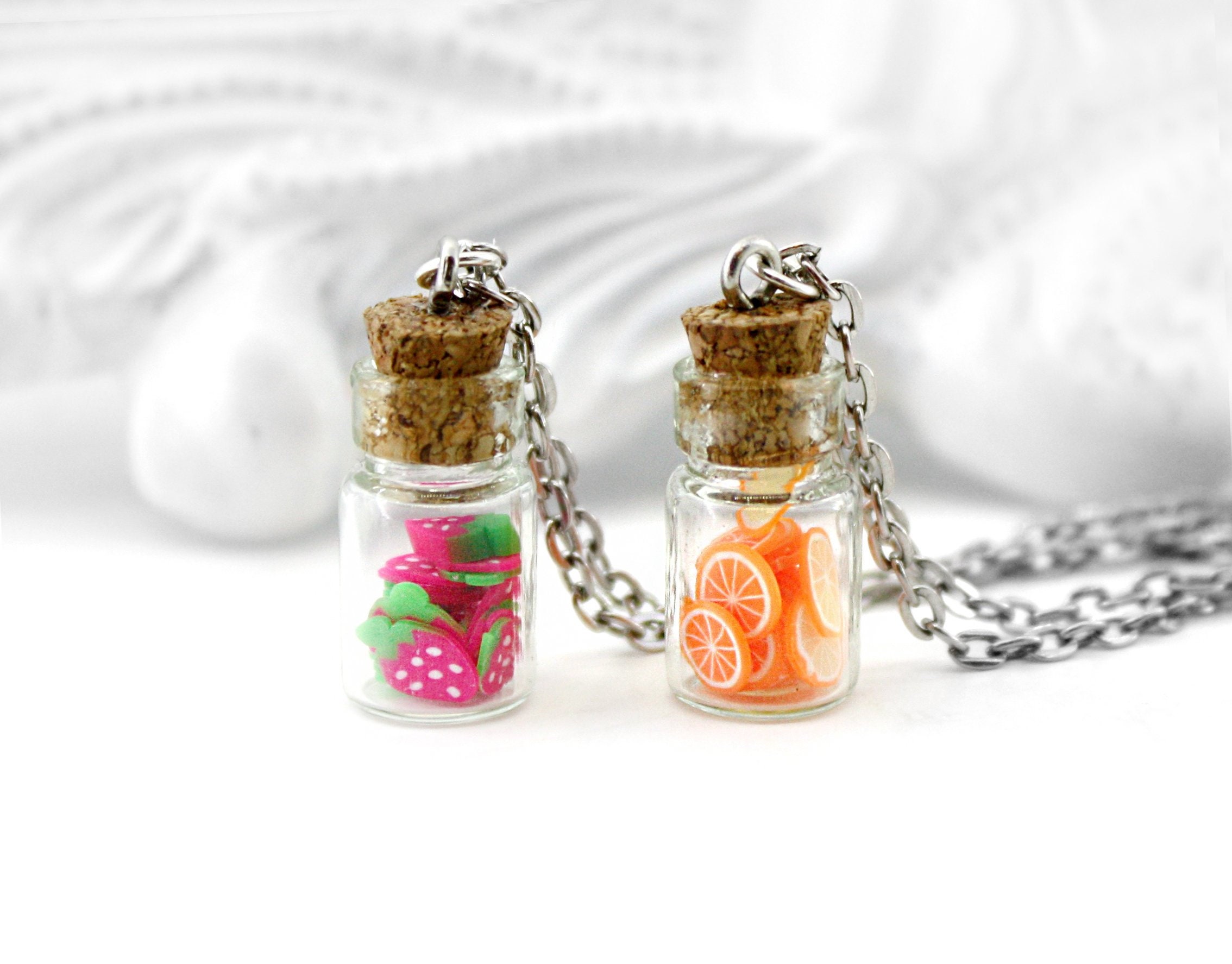 10x Mini DIY Resin Wishing Bottle Fruit Pendant Mini Cute Charms Jewelry  Making