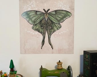 Luna Moth Poster Art Print | Vintage Artwork | Insect Drawing