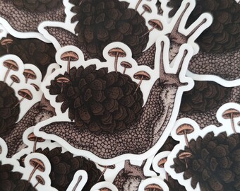 Mushroom Snail | Waterproof Vinyl Sticker | Magical Forest Art