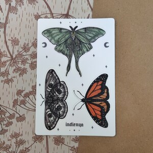 Mites et papillons | Feuille d'autocollants | Art fantaisiste