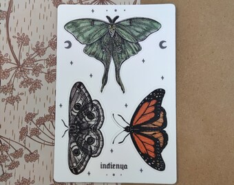 Moths and Butterflies | Sticker Sheet | Whimsical Art