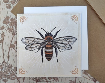 Honey Bee Art Print | Vintage Artwork | Insect Drawing