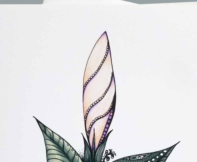 Fancy hibiscus bud and decorative leaves Wedding Invitation or Engagement Announcement Blank 5x7 art card Great for Mother/'s Day