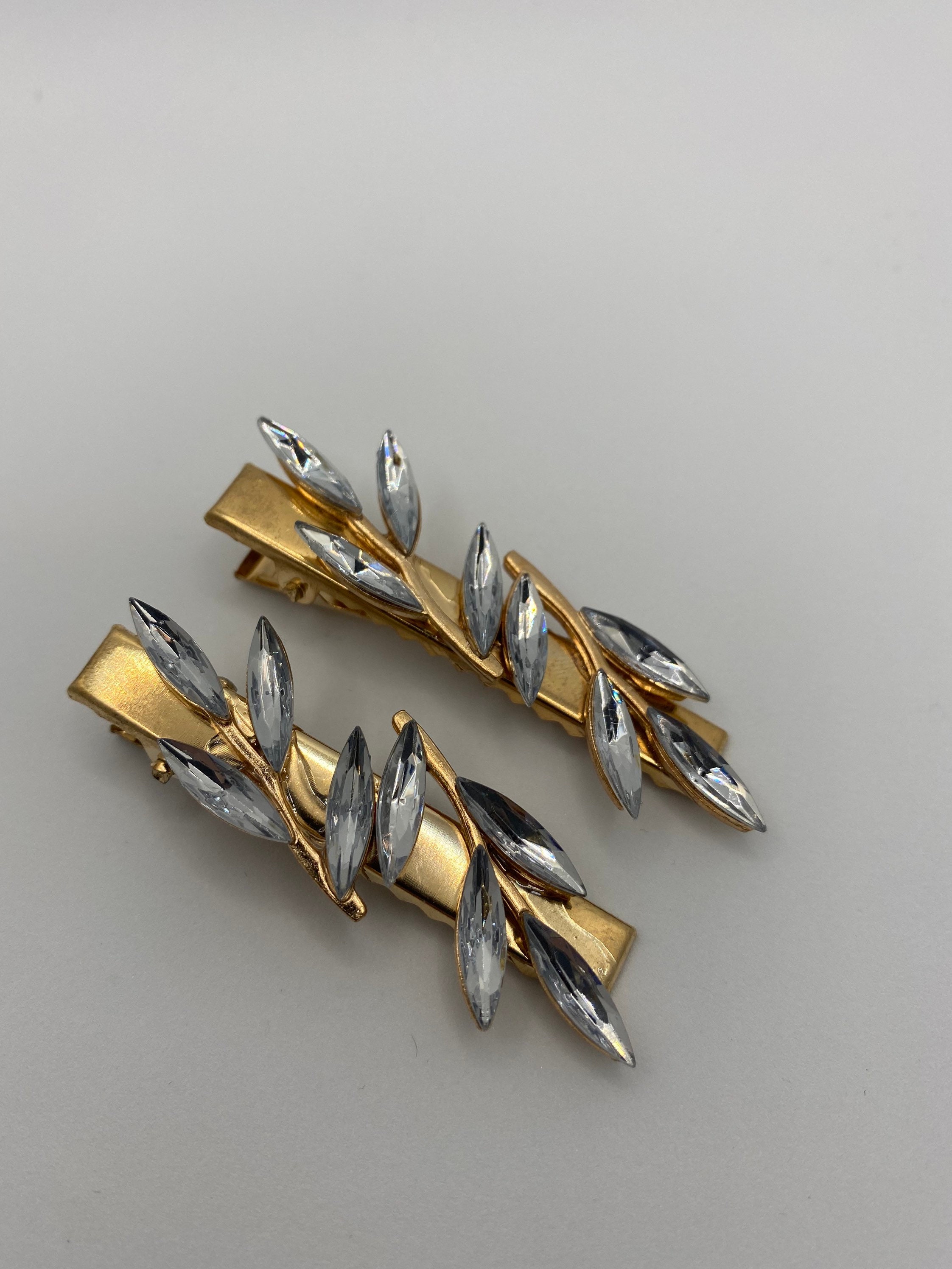 Hair clips Rhinestone Hairclips gold Hair clips uk Etsy