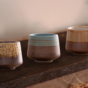 Cuenco de té de cerámica wabi-sabi hecho a mano: taza minimalista japonesa