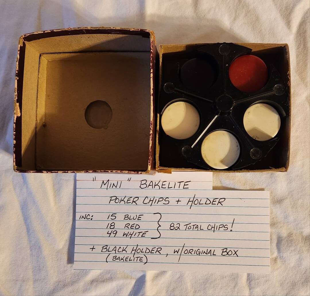 Vintage BAKELITE Mini Poker Chips With Holder Etsy
