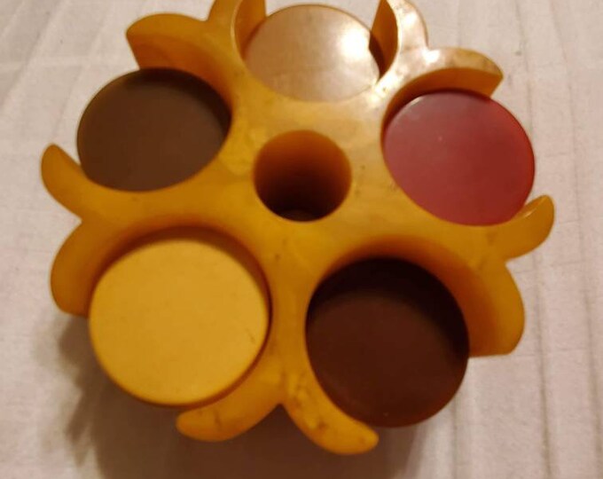 Vintage Bakelite Poker Chips & Holder Etsy