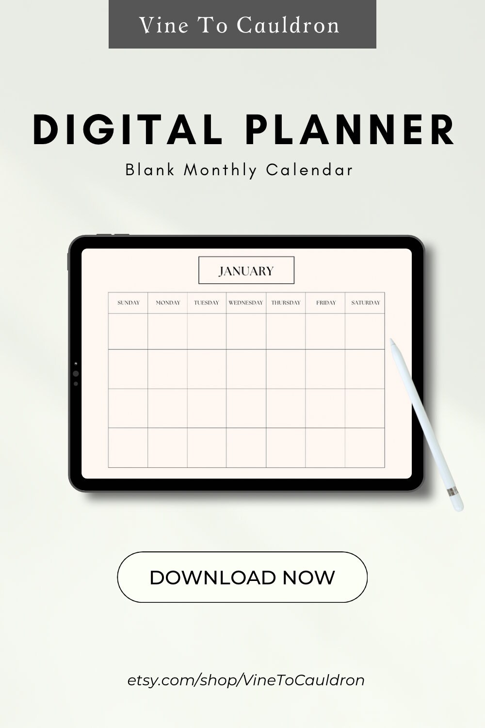 Minimal Monthly Calendar Download blank - Etsy
