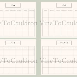 Minimal Monthly Calendar Download blank - Etsy
