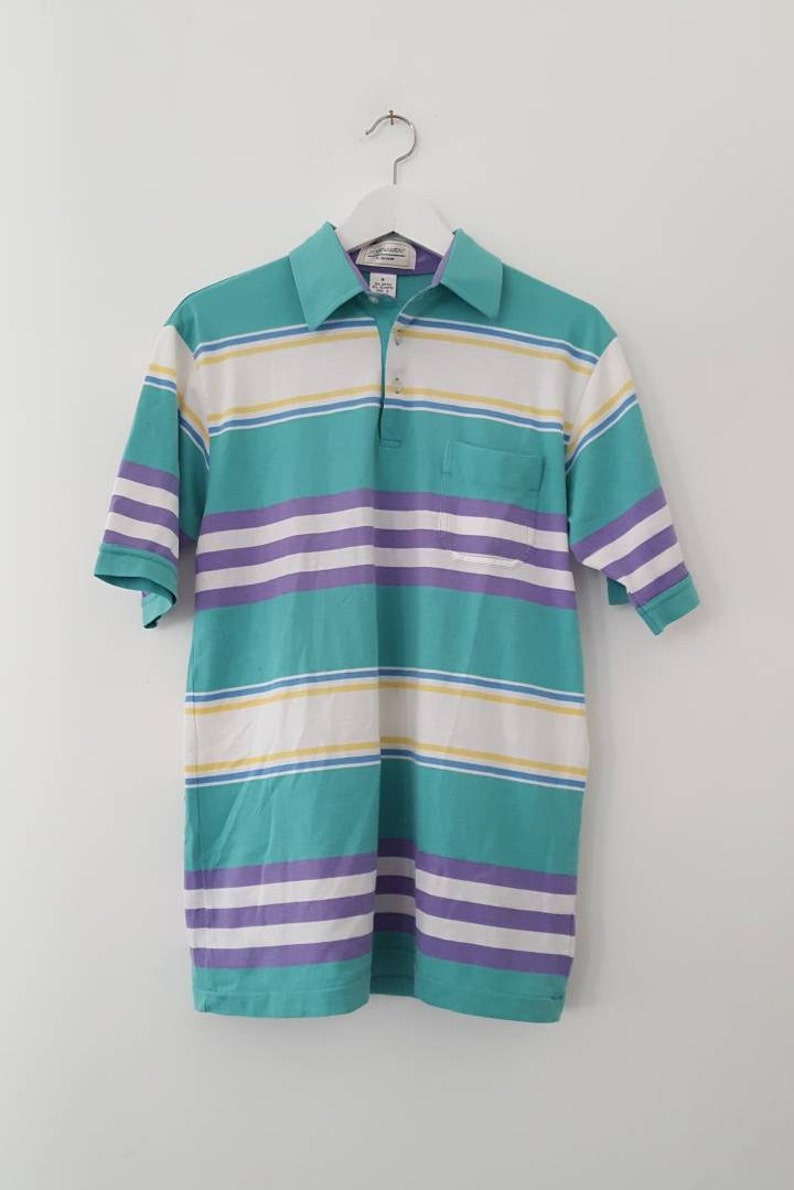 Vintage striped golf shirt medium Etsy