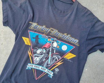 vintage distressed 80s Harley-Davidson tee, large
