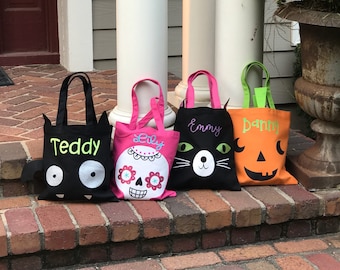 personalized halloween bag trick or treat tote monogrammed halloween bag halloween treat baghalloween tote bag candy bag