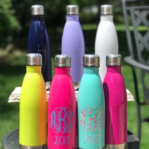 Monogrammed Stainless Steel Bottle, Personalized Water Bottle, Stainless Steel Bottle, Custom Water Bottle, Bridesmaid Gift afbeelding 1