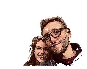 Digital File, Custom Illustration, Christmas Gift, Couples Portrait, Friend Portraits, Individual Portraits, Personalised Gift, Wedding Gift