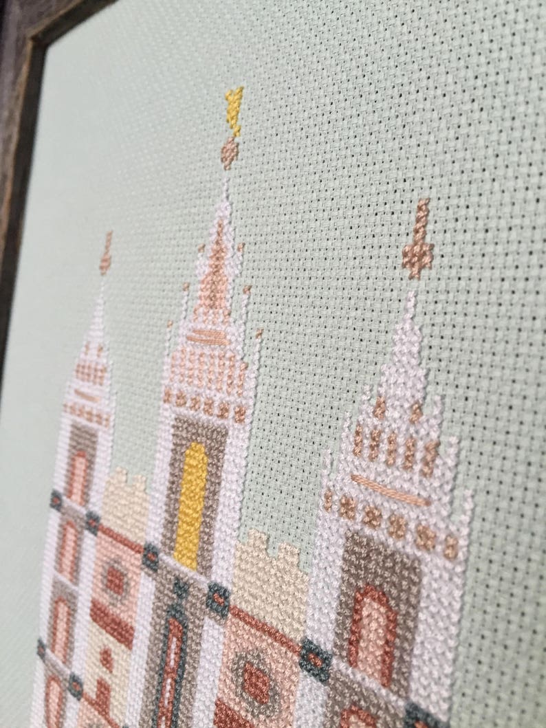 Salt Lake City LDS Temple Modern Cross Stitch Pattern PDF Instant Download image 3