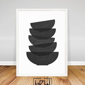 Modern Kitchen Art Print, Minimalist Wall Decor, Art for Kitchen Printable, Minimalist Poster, Modern Kitchen Decor, Black and White Kitchen image 1