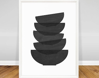 Modern Kitchen Art Print, Minimalist Wall Decor, Art for Kitchen Printable, Minimalist Poster, Modern Kitchen Decor, Black and White Kitchen