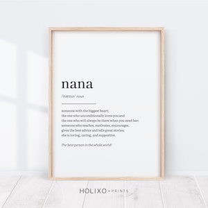 Nana Definition, Nana Gift, Gifts for Nana, Mothers Day Gift, Nana Birthday Gifts, Nan Nanna Gift, Grandmother, Grandma Wall Art, Nana Print