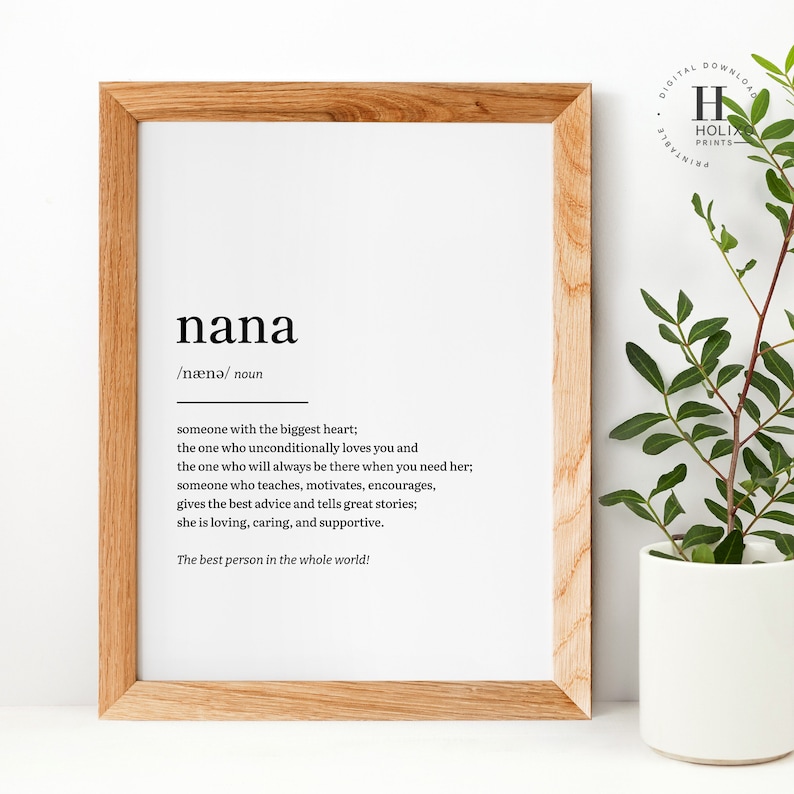 Nana-definition, Nana-present, presenter till Nana, mors dag-present, Nana-födelsedagspresenter, Nan-nan-present, mormor, mormors väggkonst, Nana-tryck bild 6