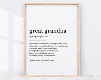 Great Grandpa Gift, Gifts for Great Grandpa, Fathers Day Gift from Granddaughter Grandkids, Grandma Great Grandpa Birthday Card, Grandparent