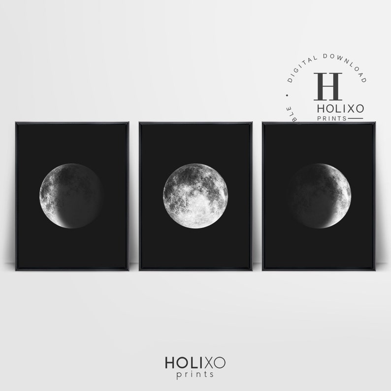 Moon Wall Art Prints Master Bedroom Wall Decor Over the Bed Etsy