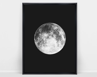 Moon Print, Full Moon Digital Print, Digital Download, Printable Moon Poster, Wall Art, Wall Decor Bedroom, Instant Download Print, Moon Art