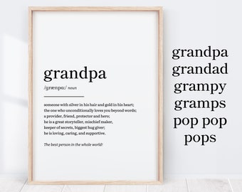 Grandpa Definition, Fathers Day Grandpa Gift, Gifts for Grandpa Birthday, Dad, Grandpa Quotes, Grandpa Print, Printable Wall Art, Home Decor