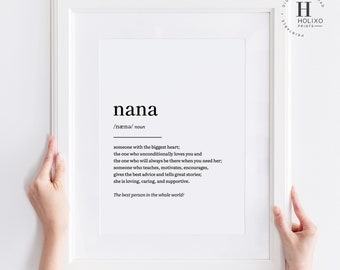 Nana Definition, Nana Gift, Gifts for Nana, Mothers Day Gift, Nana Birthday Gifts, Mom Grandmother Grandma Nanny Nanna Gift, Wall Art Print