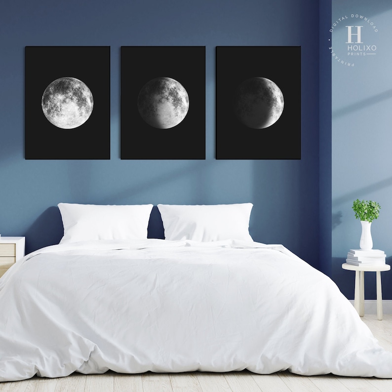 Moon Decor Master Bedroom Wall Art Over the Bed Digital Etsy
