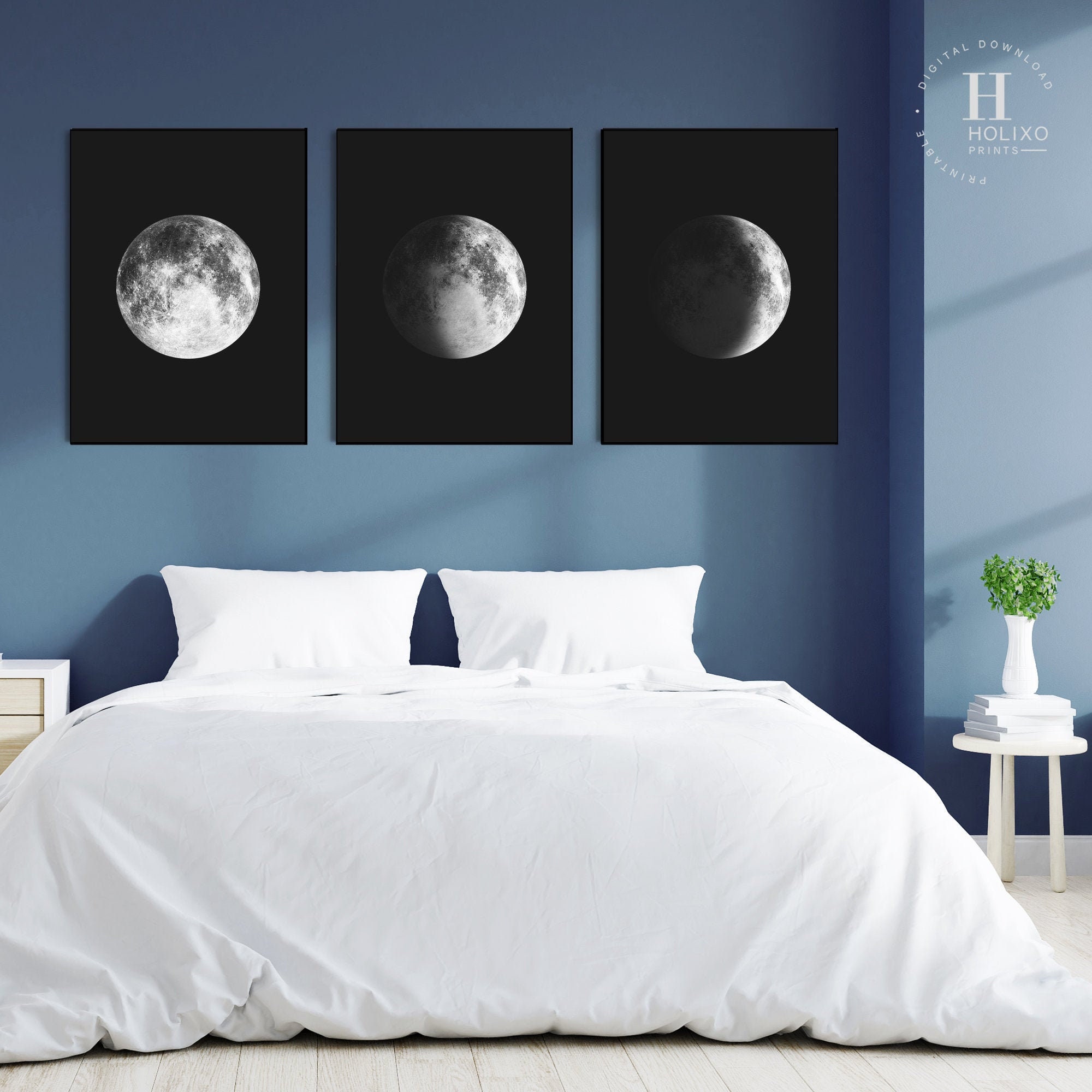 Moon Decor Master Bedroom Wall Art Over the Bed Digital Etsy