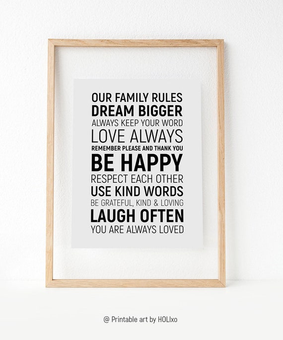 Family Sign House Family Rules Sign Printable Wall Art Etsy
