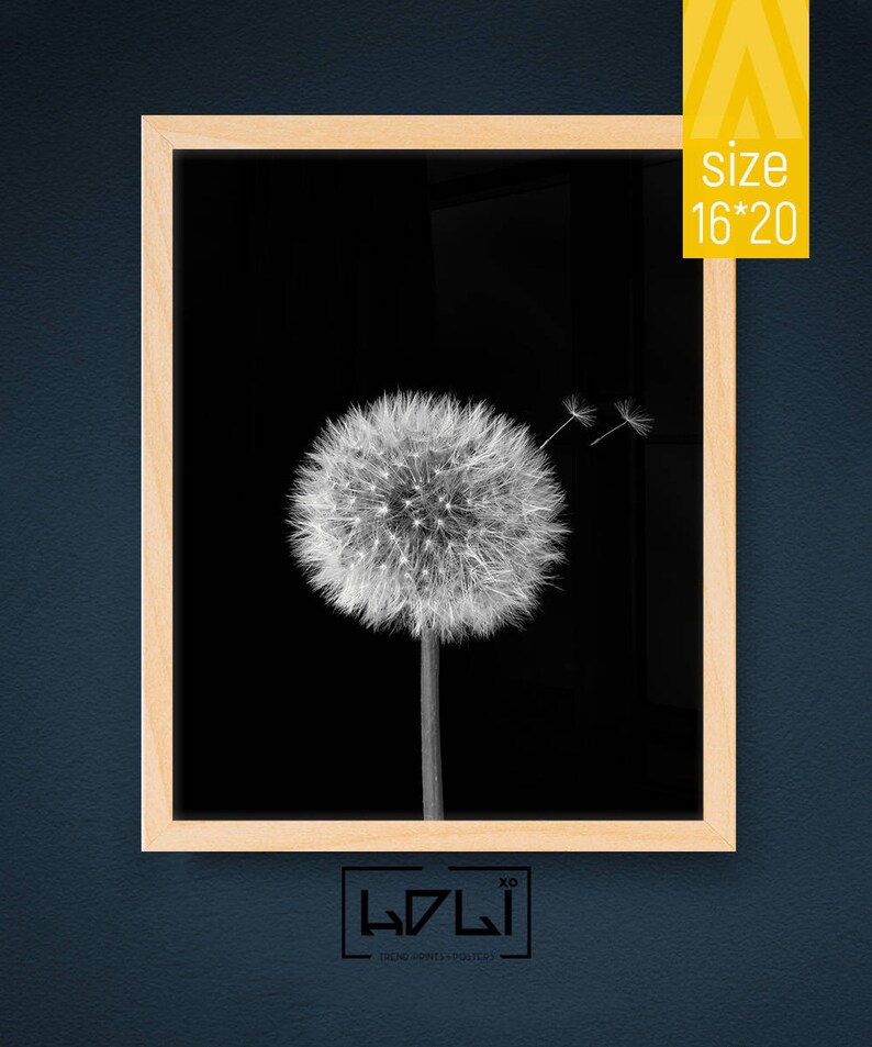 Dandelion Wall Art Prints Black and White Prints Etsy