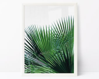 Green Leaves, Tropical Print, Palm Leaf Print, Tropical Wall Art, Printable Digital Download, Leaf Wall Art, Botanical Print, Palm Leaf Art