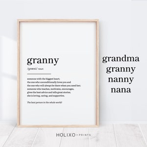 Definición de abuela, regalo para abuela, regalos para abuela, regalos de cumpleaños para abuela, abuelo, abuela, mamá, impresión para el Día de la Madre, decoración de pared para el hogar