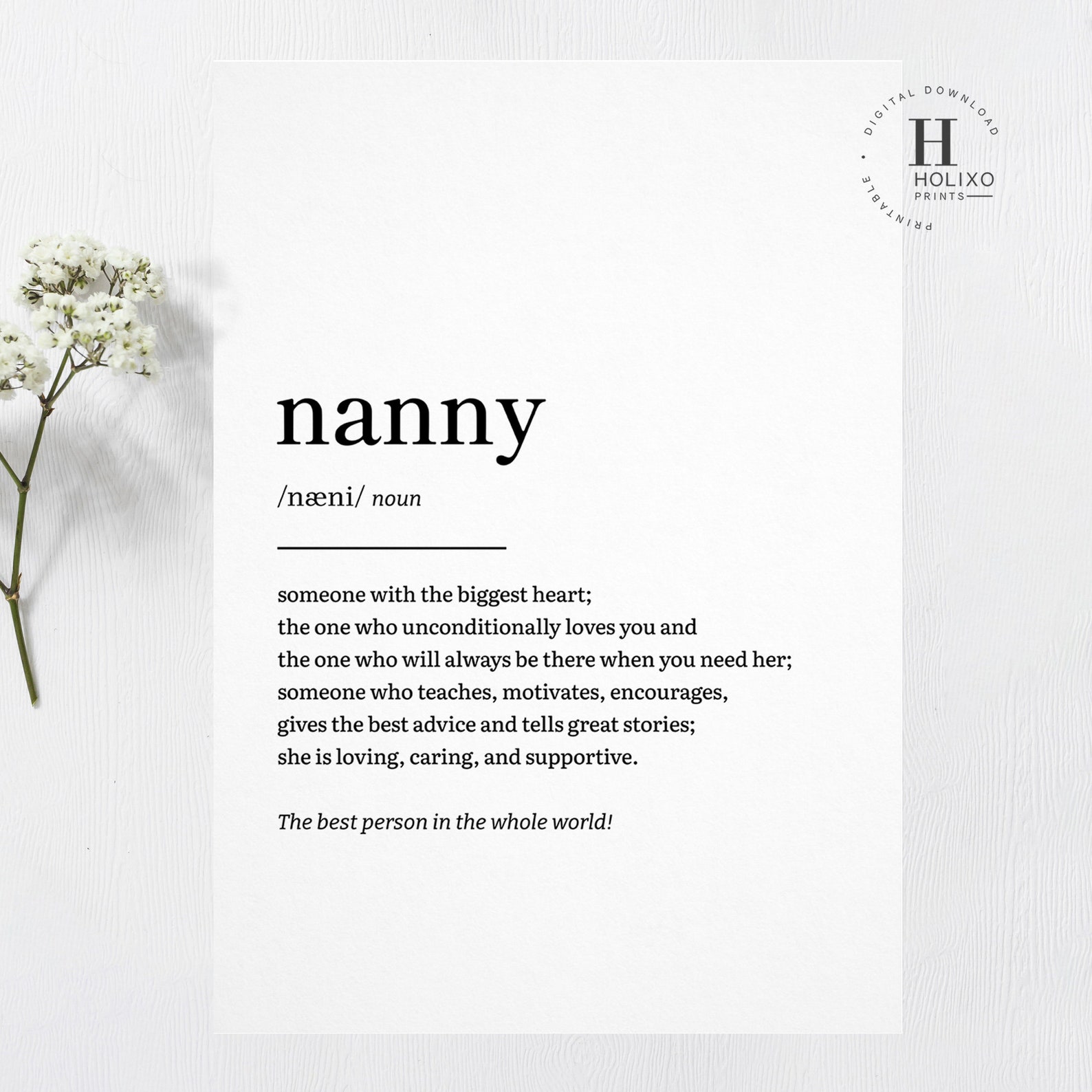 Nanny Definition Nanny Gift Gifts for Nanny Birthday Gifts Etsy