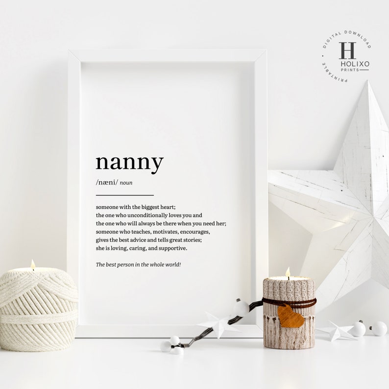 Nanny Definition Nanny Gift Gifts for Nanny Birthday Gifts Etsy