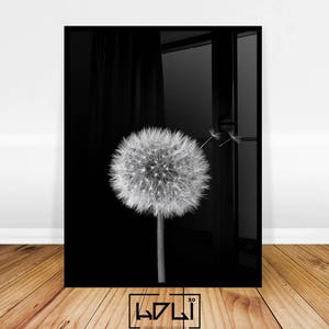 Dandelion Wall Art Prints, Black and White Prints, Scandinavian, Modern Minimalist Art, Dandelion Print, Modern Wall Decor, Digital Download image 9